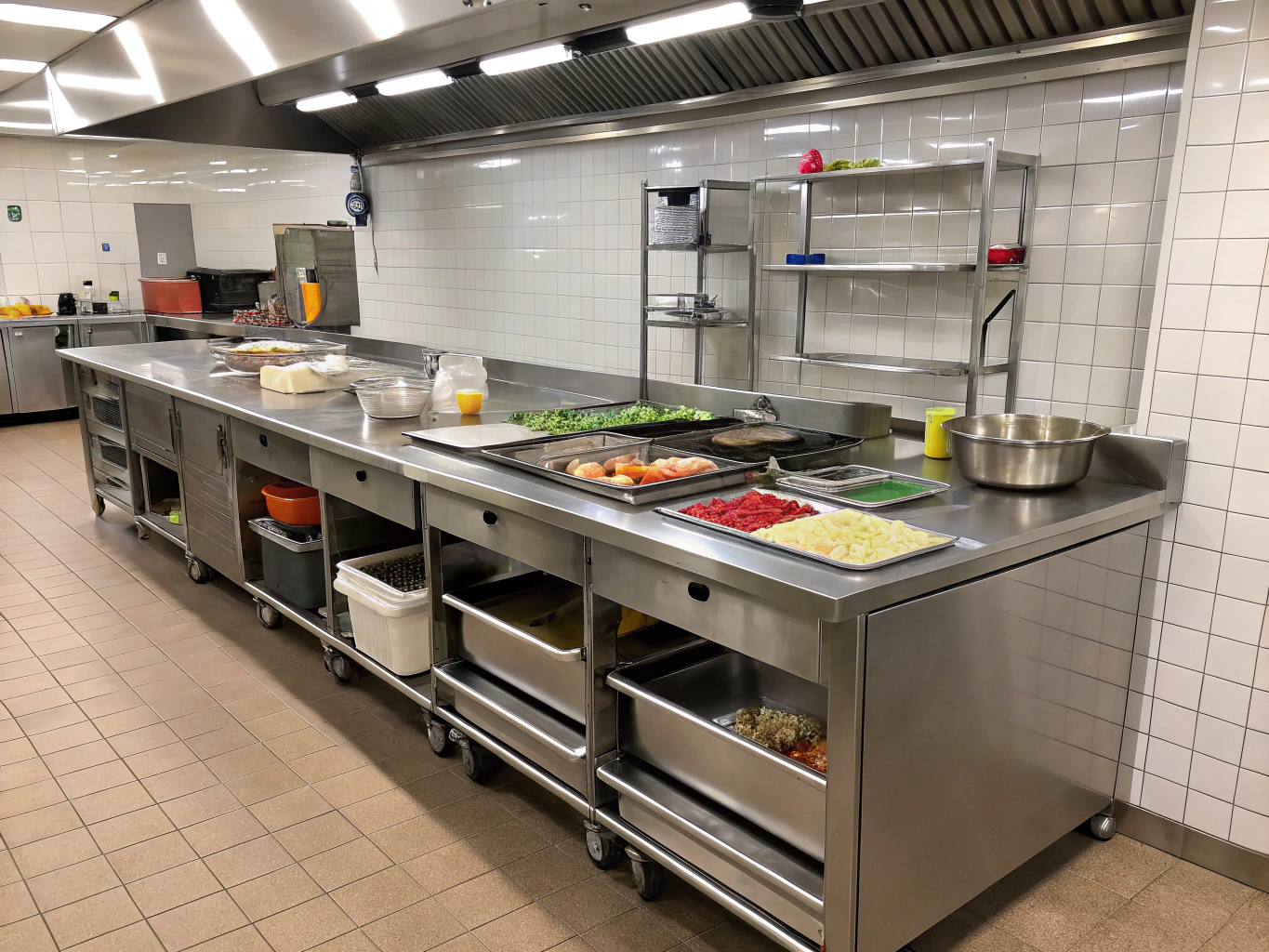 Commercial refrigerated sandwich and pizza prep table with cold rail
