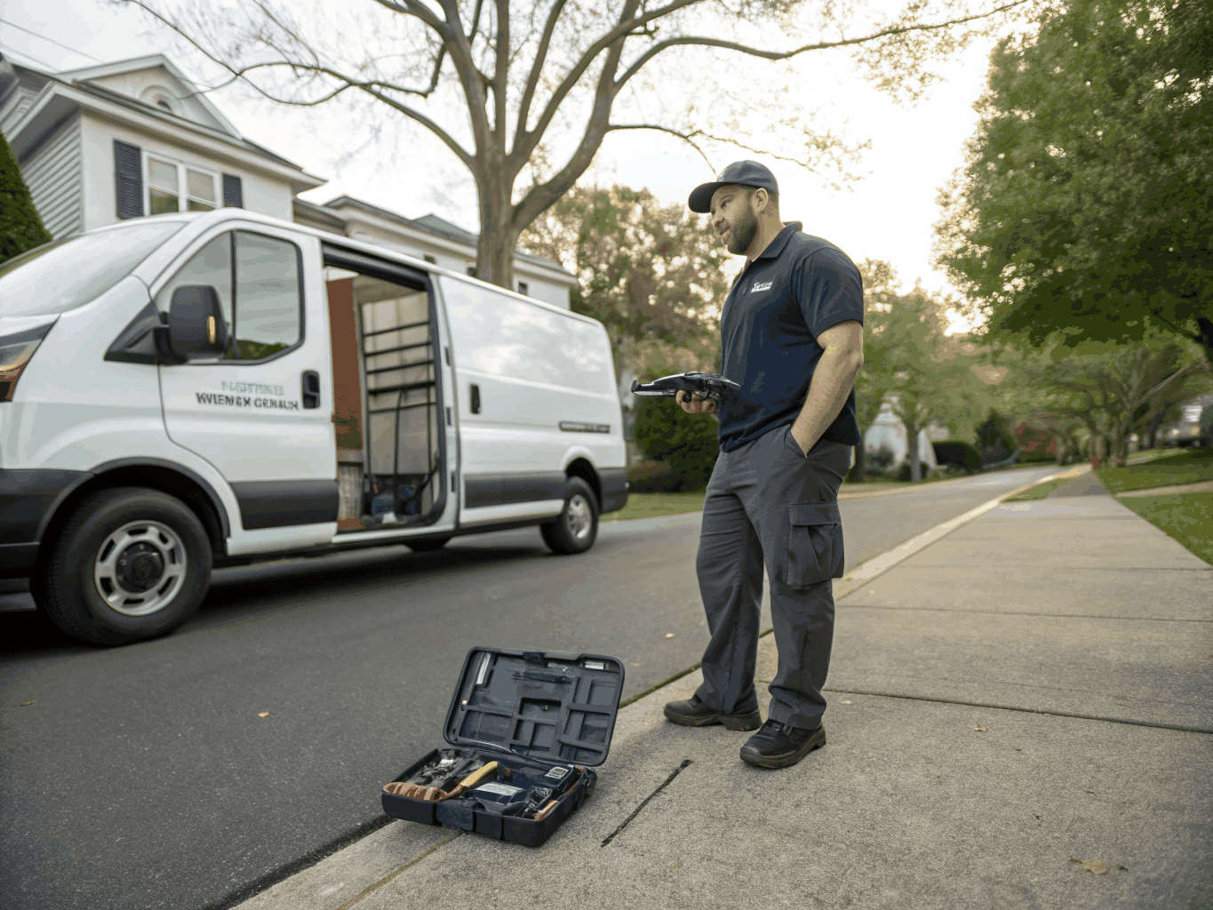 Johns Creek Appliance Repair service van and technician preparing equipment