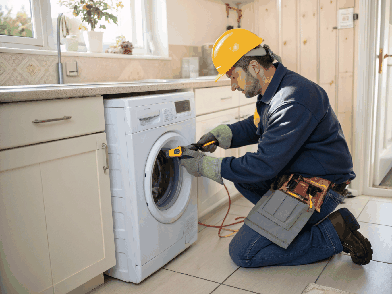 Certified technician diagnosing oven heating components