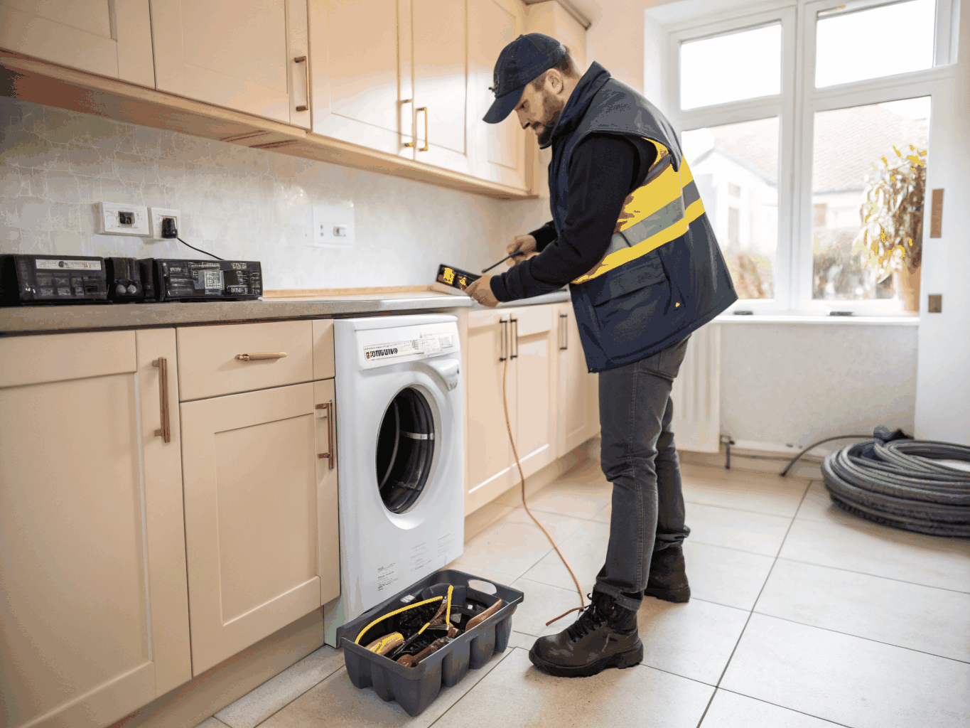 Certified technician servicing a residential oven