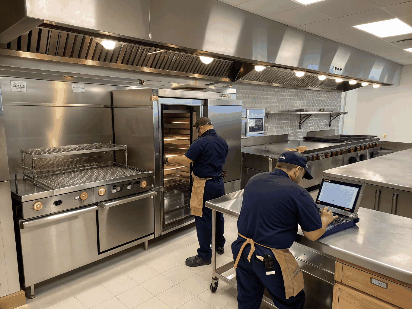Commercial true refrigeration prep table servicing in Johns Creek kitchen