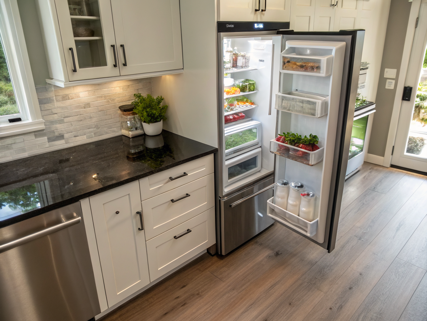 Modern Whirlpool residential refrigerator and kitchen appliances